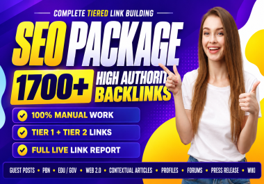 Authority Booster New PLATINUM SEO PACKAGE 1700+ Manual High DA Backlinks