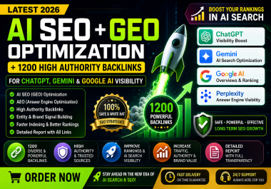 LATEST 2026 AI SEO GEO Optimization + High Authority Backlinks + ChatGPT Ranking