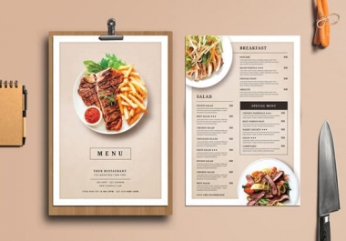 I will design professional restaurant,  takeaway or food menu