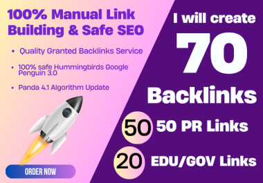 50 PR9 DA 80-100 + 20 EDU - GOV High pr Safe SEO Authority Backlinks To Fire Your Google Ranking