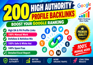 I will Create Manually PR9 200 High Authority Profile Backlinks
