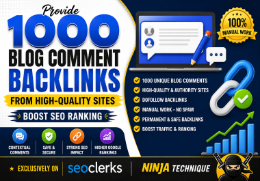 Rank Higher on Google 1000 Manual Backlinks Premium Quality,  High DA Up to 99 & Google-Safe