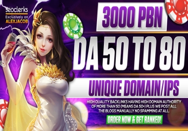 Boost website with 3000 blogpost PBN High DA PA slot poker quality backlinks