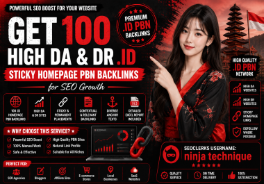 Get 100 High DA & DR. ID Sticky Homepage PBN Backlinks for SEO Growth