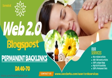 Get 60 DA 70-40 web 2.0 Blogposts Backlinks To Increase Your Web Ranking