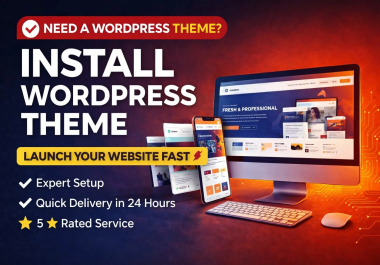 Install wordpress theme installation on your website,  demo import and small setup