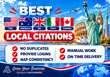 Create USA/UK/AUSTRALIA/ITALY/CANADA Top 60 local citations For New Businesses