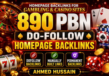 Rank 1st page with 890 Premium PBN Do-Follow Homepage Backlinks High DR/DA for Gambling Sites