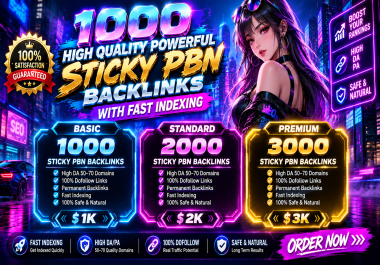 High Quality Powerful Sticky PBN Backlinks with Fast Indexing