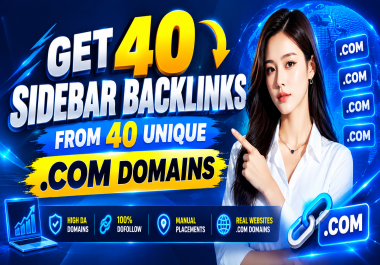 Get 40 Sidebar Backlinks from 40 Unique. COM Domains