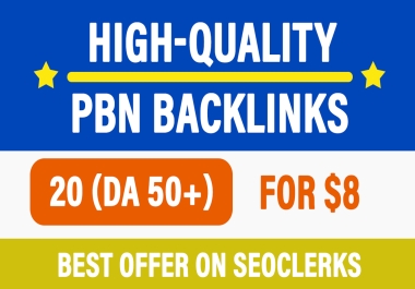 Build 20 DA 50+ Aged PBN Home Page Dofollow Backlinks