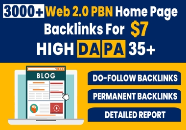 3000+ High DA PA Permanent Web 2.0 PBN Home Page Back-links