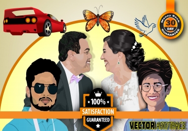 image to vector,  vector art and cartoon portrait