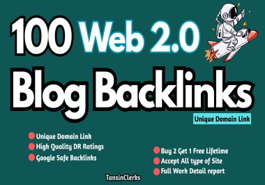 2025 Updated Quality Domain 100 Web 2.0 Super Effective Blog Backlinks