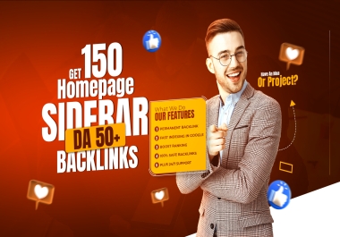 Get 150 Sidebar Permanent Dofollow DA 50+ PBN Private Network Homepage Backlinks