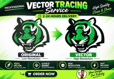 convert logo to high quality vector tracing 20 hours