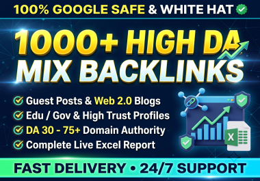 Build 1100+ High DA Contextual Mix SEO Backlinks - Edu Gov,  Web 2.0,  Guest Post & Profile Links