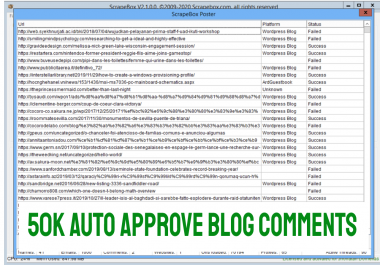 Scrapebox Blast 50,000 Live SEO Blog Comments Backlinks