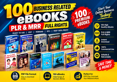 I will provide 100 business PLR MRR ebooks PDF bundle for resale