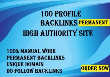 Manual created 100 dofollow profile SEO power backlinks with High DA80+ RANK FASTER