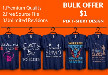 I Will Do Bulk T-shirt Designs For Merch and Teespring