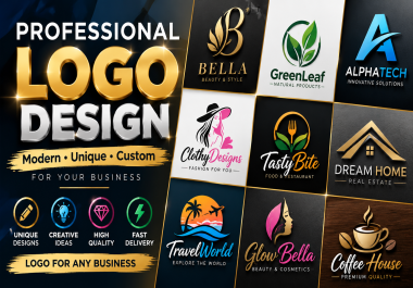 I will design a professional modern logo for your business,  brand or website