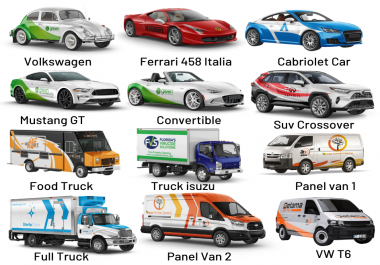 I will put your logo on 3d car,  truck,  bus, van or vehicle models wrap design mockup