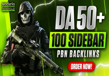 Powerful 100 Sidebar DA50+ PBNs Backlinks