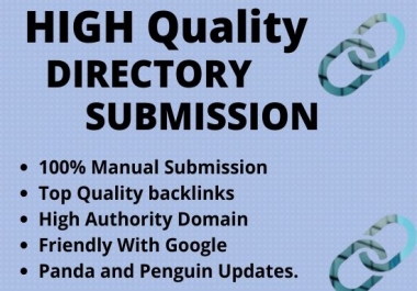 I will give 50 web Directory Submission backlinks Manually