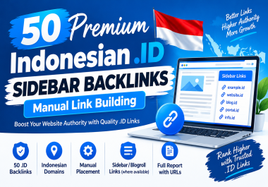 50 Premium Indonesian. ID Sidebar Backlinks - Manual Link Building