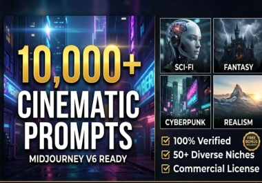 I will provide 10,000 Premium Cinematic Midjourney Prompts for AI Art