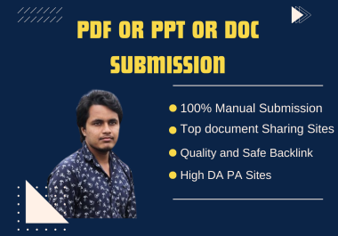 I will do pdf submission 50 High DA document sharing sites