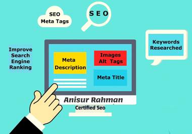 I will write SEO meta tags,  title,  description and images alt tags