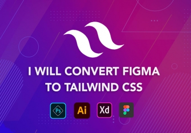 I will convert PSD to tailwind CSS responsive HTML