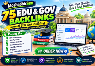 75 High Quality EDU & GOV Backlinks Manual SEO Link Building