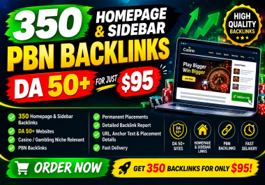 Premium Websites 350 Homepage & Sidebar PBN Backlinks DA 50+