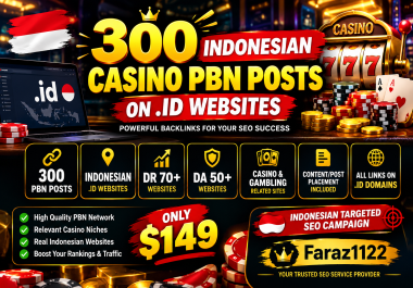 300 Indonesian Casino PBN Posts on. ID Websites DR 70+ & DA 50+
