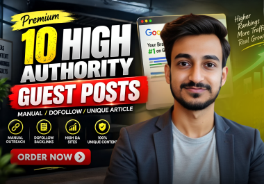 10 PREMIUM SEO Guest Post Backlinks On DA/DR50+ - All Niches Accepted