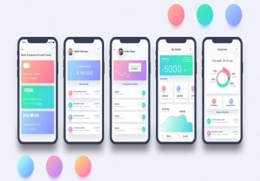 Design creative mobile app ui ux 5 Screen for android and IOS With prototype