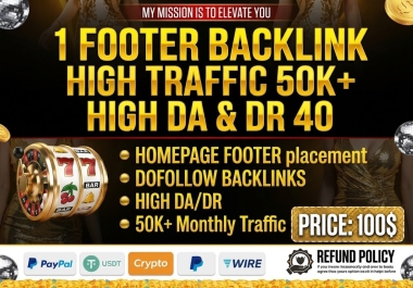 Premium 1 Footer Backlink on Homepage for Top Ranking SEO Power