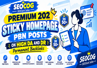 Premium 202 Homepage PBN Links Sticky Posts on High DA & DR Sites