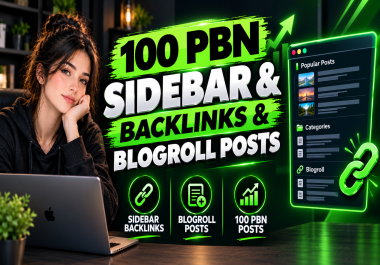 100 provide high authority sidebar backlinks for SEO