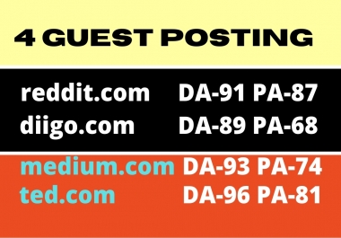 I will publish 4 Guest Posts On High Authority Website with Niche based Unique Content