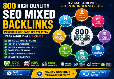 800 High-Quality SEO Mixed Backlinks Off-Page SEO for Higher Google Rankings