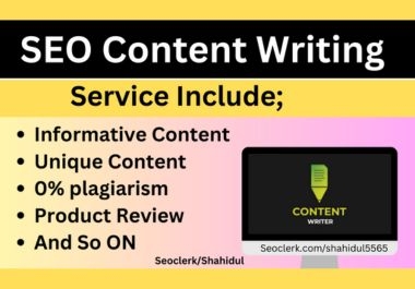 I will write high quality 1000+ words SEO article and content writing for any niche or topic