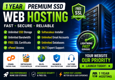 I Will Provide 1 Year Premium NVMe SSD Web Hosting With Free SSL,  cPanel & 24/7 Support