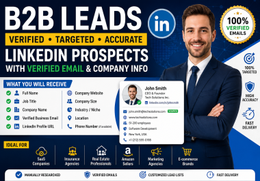 I will provide targeted B2B LinkedIn leads with verified emails and company information
