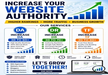 I will increase domain rating ahrefs DR 70 DA50 AND TF50
