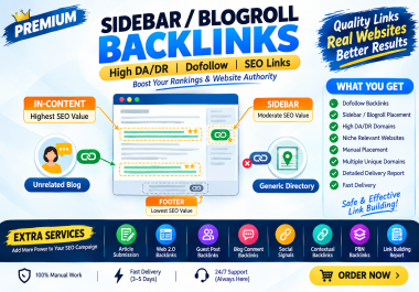 Premium Sidebar/Blogroll Backlinks High DA/DR SEO Links