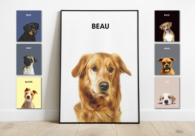 I will make a custom pet portrait,  dog portrait,  cat portrait
